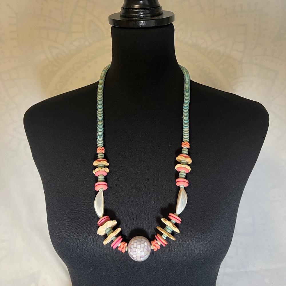 Vintage Necklace in Pastel Colors 29"